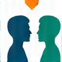 Icon representing two people communicating, symbolizing healthcare provider communication