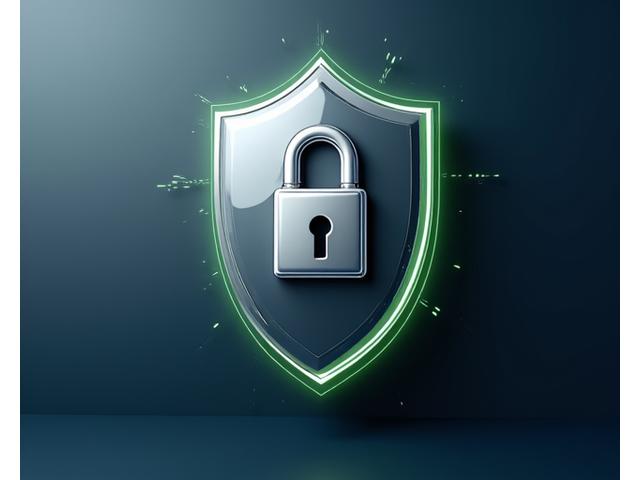 Shield icon with a checkmark, symbolizing data security and privacy protection on a digital interface
